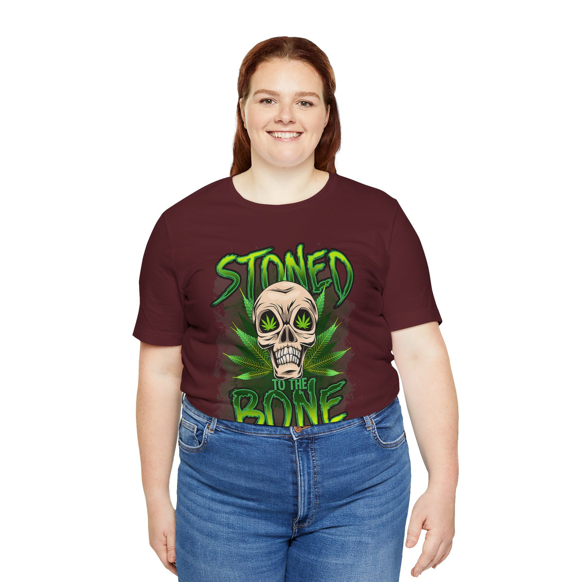 Stoned to the Bone Skull Tee — Cannabis Leaf Graphic T-Shirt
