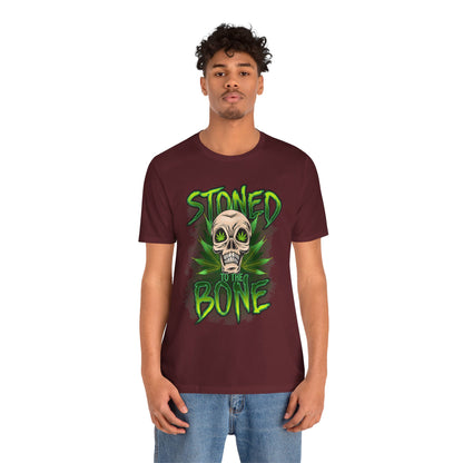 Stoned to the Bone Skull Tee — Cannabis Leaf Graphic T-Shirt