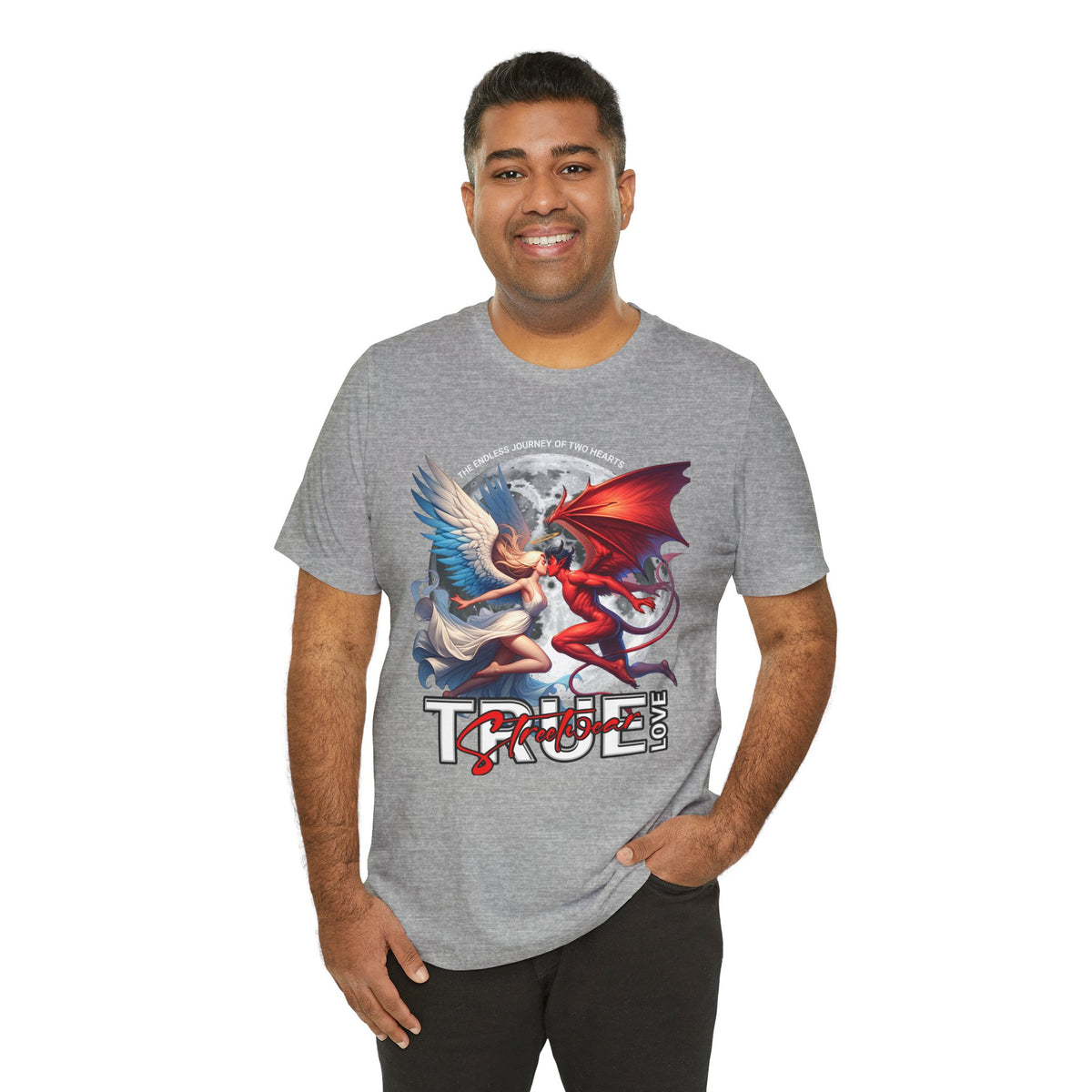 True Love Tee — Angel & Devil Heart Graphic T-Shirt