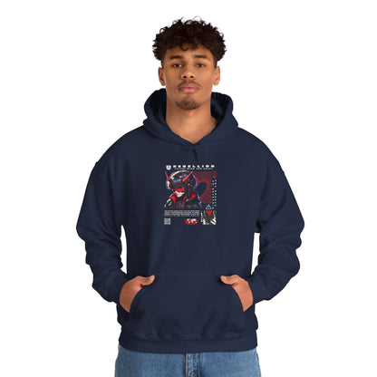 Cyber Samurai Hoodie — Futuristic Red Oni Graphic Pullover