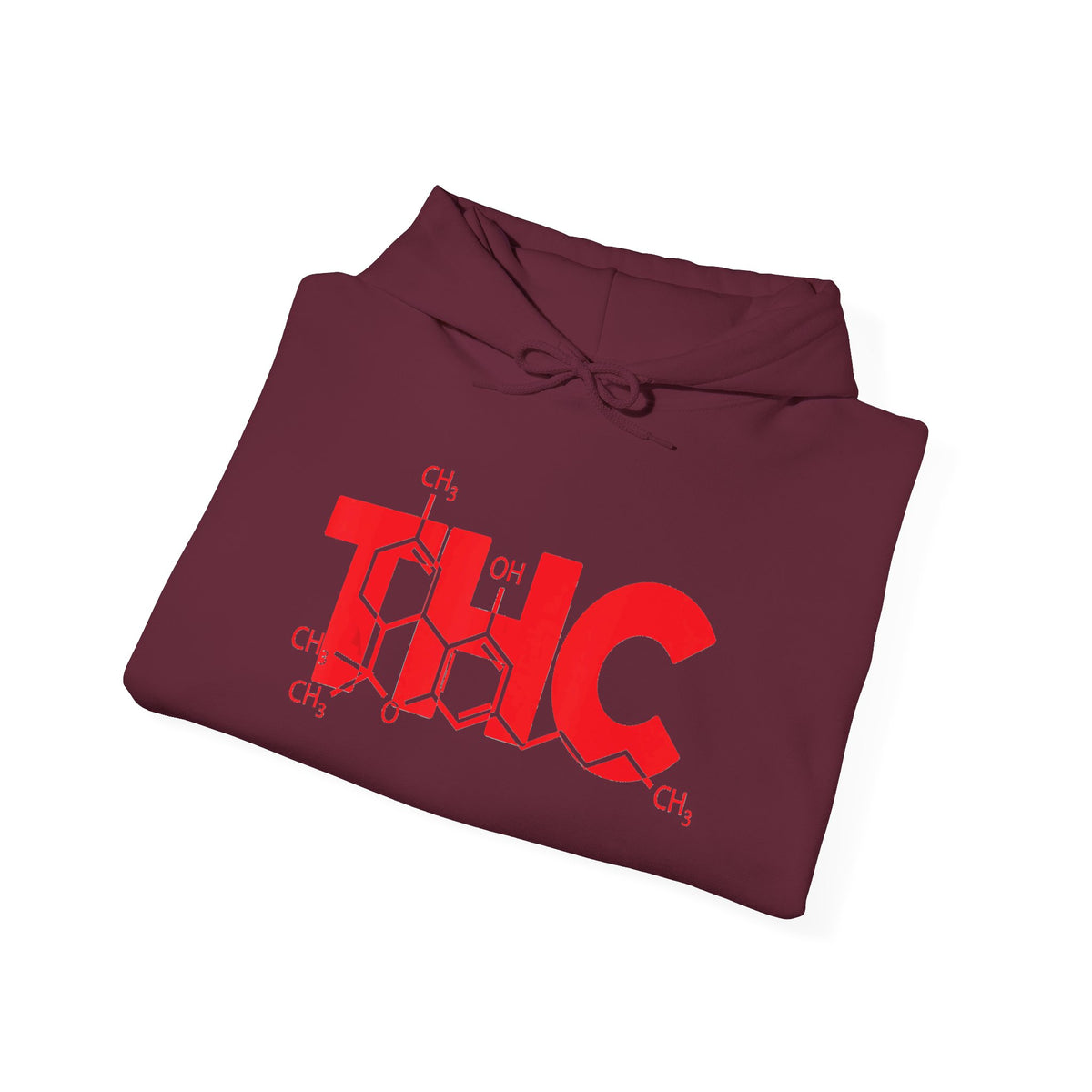THC Molecule Hoodie – Red Chemistry Logo Cannabis Sweatshirt