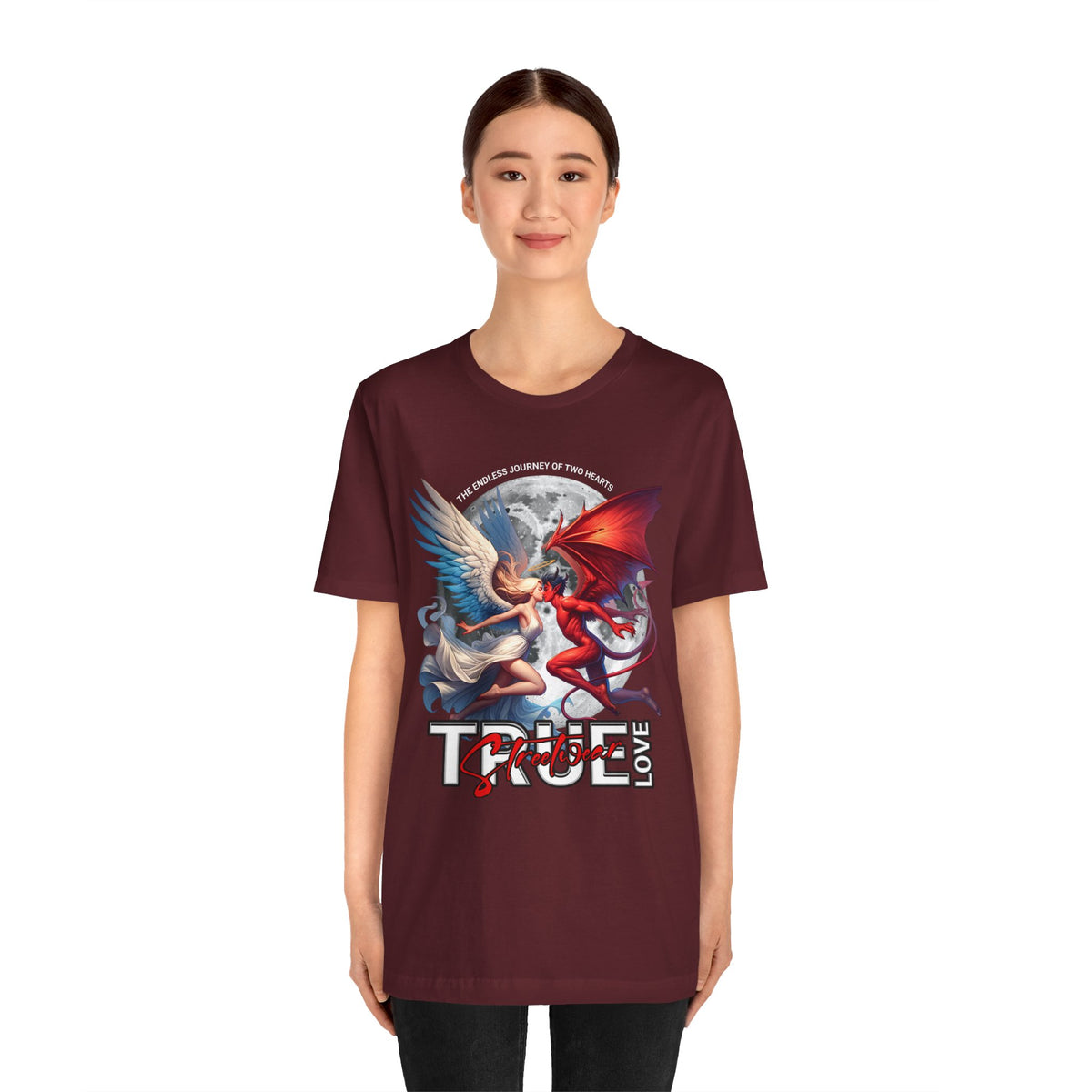 True Love Tee — Angel & Devil Heart Graphic T-Shirt