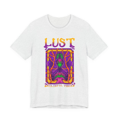 Lust Colorful Vibes Graphic Tee — Psychedelic Tarot-Inspired T-Shirt