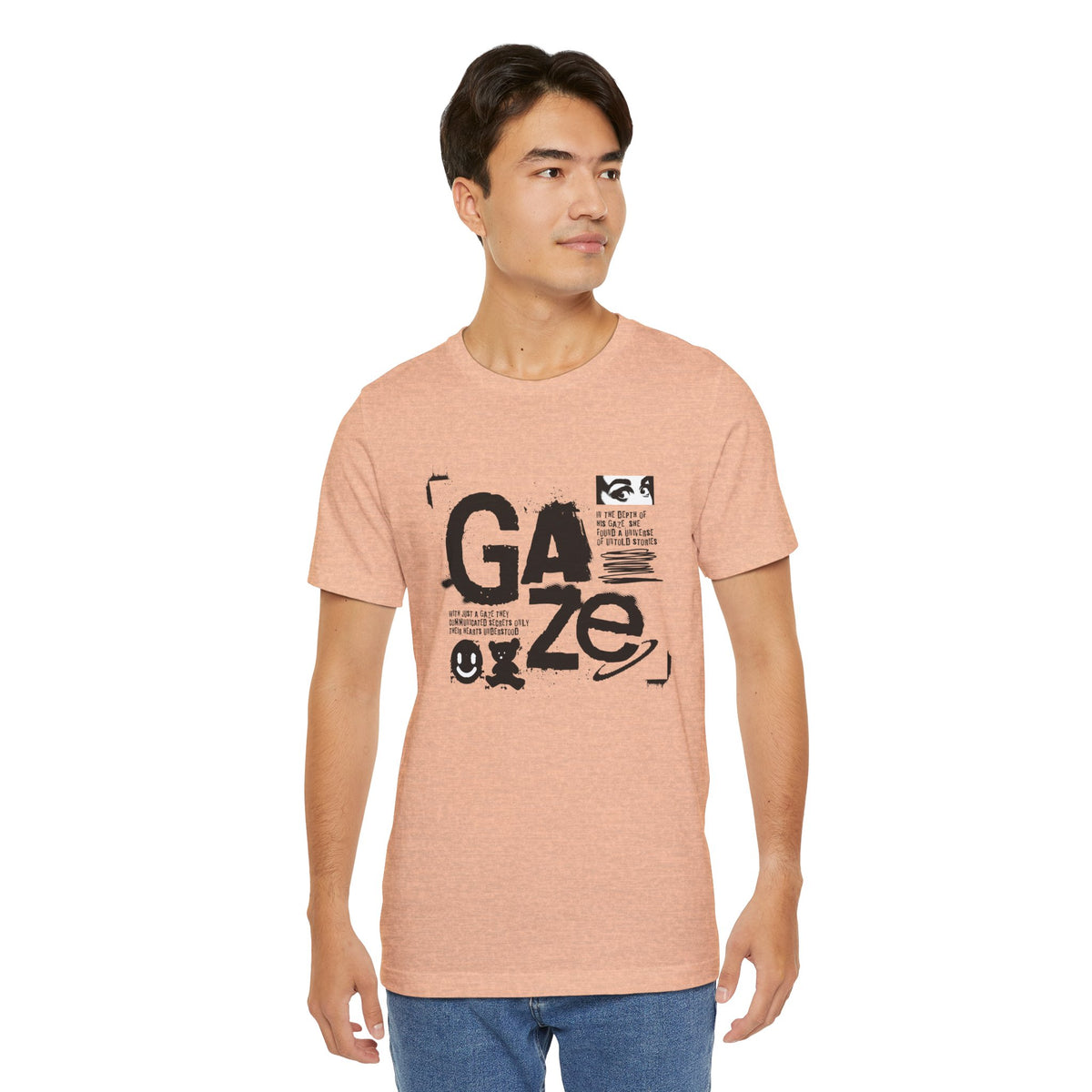 Gaze Typography Graphic Tee — Abstract Monochrome Text Art T-Shirt
