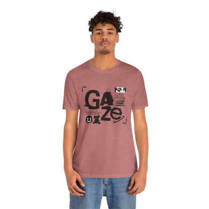 Gaze Typography Graphic Tee — Abstract Monochrome Text Art T-Shirt