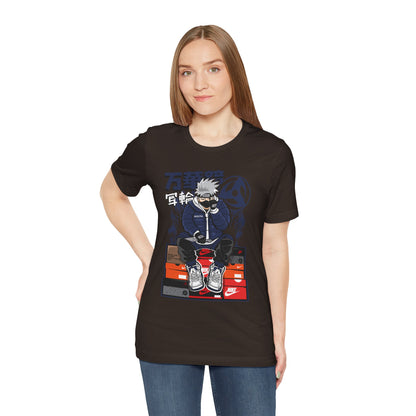 Anime Sneakerhead Tee — Sitting Character on Shoe Boxes with Japanese Text