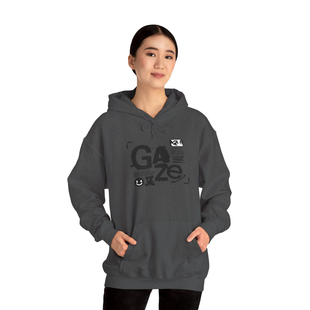 Gaze Graphic Hoodie — Distressed Text Urban Streetwear