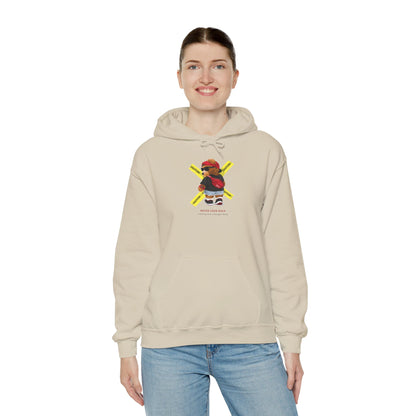 Hockey Bear Graphic Hoodie — 'Never Give Up' Cozy Skate Sweatshirt