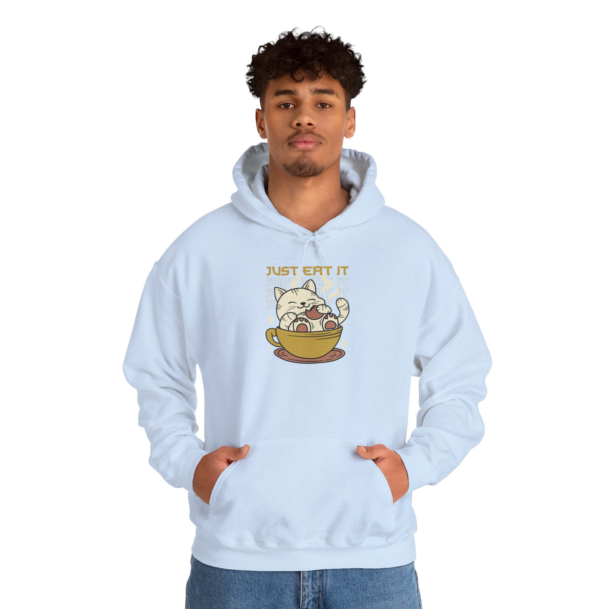 Cat Latte Hoodie - "Just Eat It" Cute Cat in Cup Sweatshirt