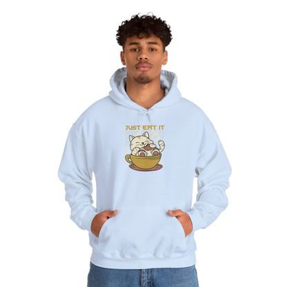 Cat Latte Hoodie - "Just Eat It" Cute Cat in Cup Sweatshirt