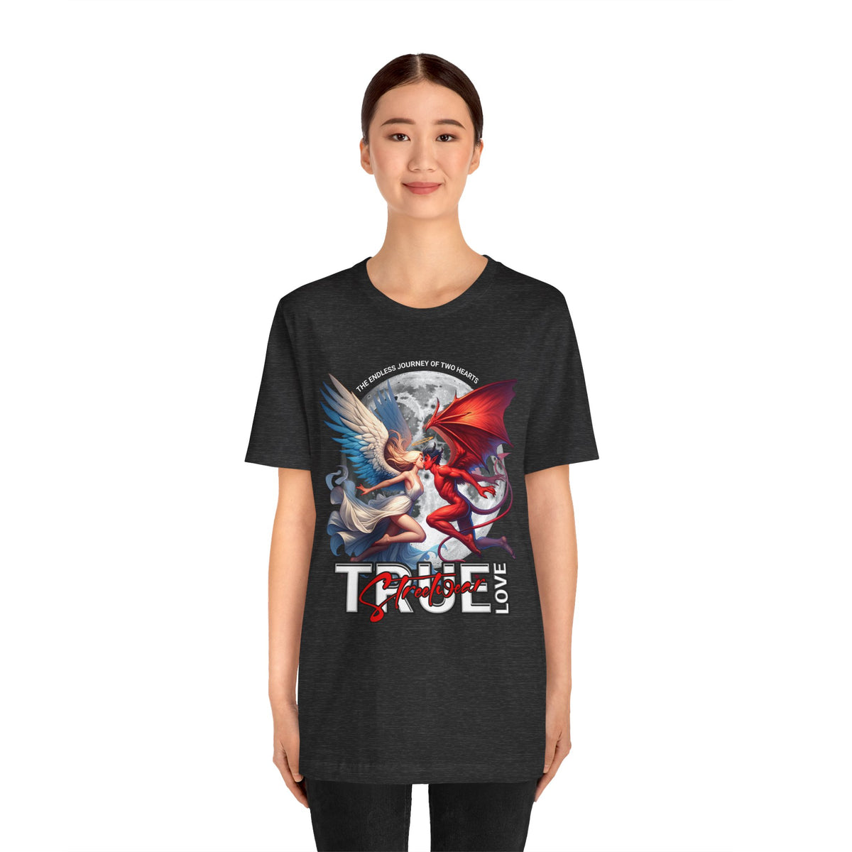 True Love Tee — Angel & Devil Heart Graphic T-Shirt