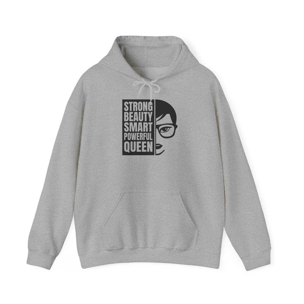 Queen Portrait Hoodie — "Strong Beauty Smart Powerful Queen" Empowerment Sweatshirt