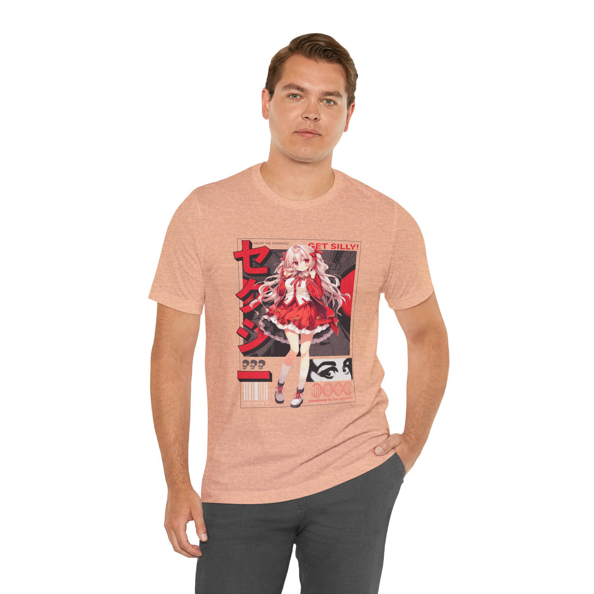 Anime Girl Graphic Tee — "Get Silly!" Red Harajuku Style T-Shirt