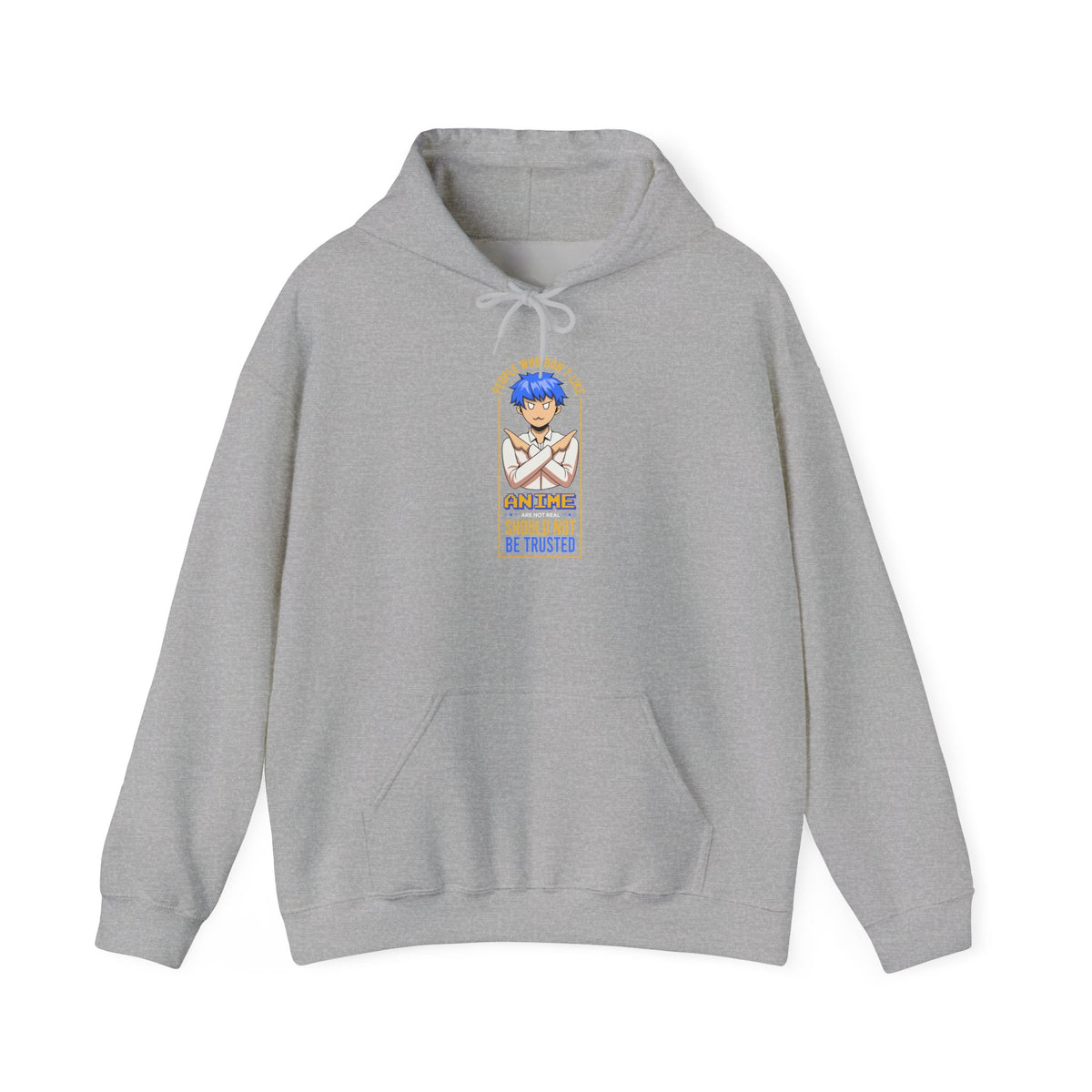 Anime Blue-Haired Character Hoodie — 'Promise to Be Trusted' Graphic Pullover