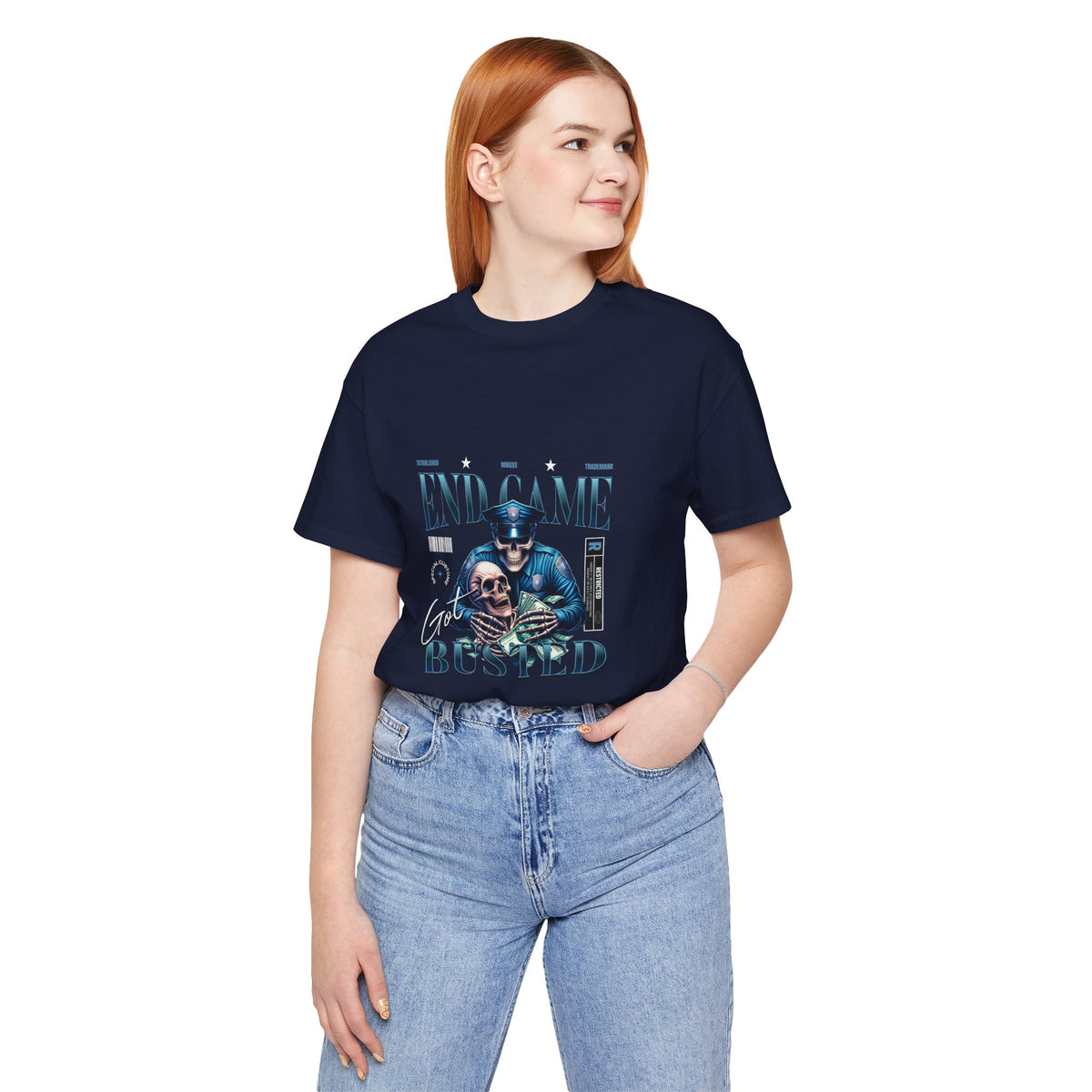 Endgame Got Busted Tee — Police Skull Graphic T-Shirt