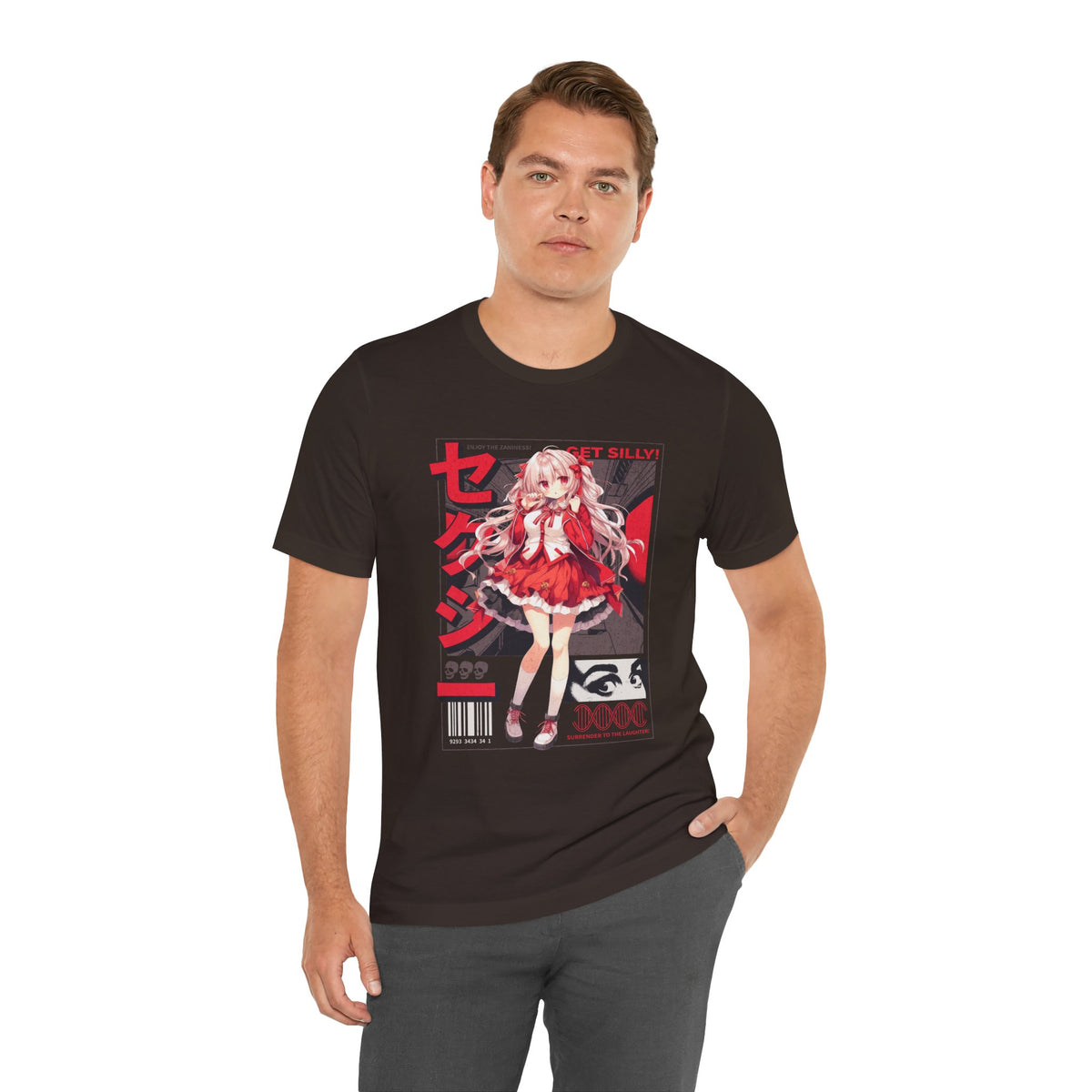 Anime Girl Graphic Tee — "Get Silly!" Red Harajuku Style T-Shirt