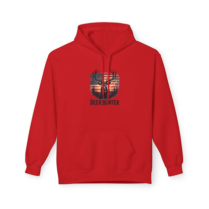 Deer Hunter Hoodie - American Flag Antler Graphic Pullover