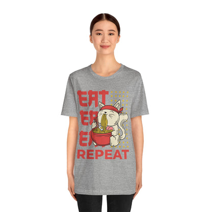 Ramen Cat Tee — "Eat Sleep Repeat" Cute Noodle Lover T-Shirt