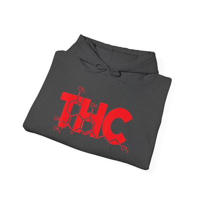 THC Molecule Hoodie – Red Chemistry Logo Cannabis Sweatshirt