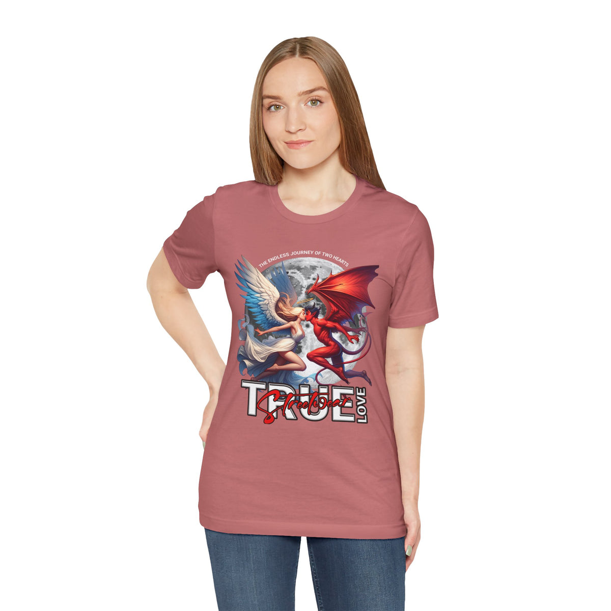 True Love Tee — Angel & Devil Heart Graphic T-Shirt