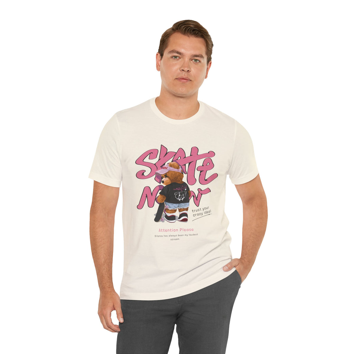 Skate Mom Bear Tee — Cute Pink Skateboard Graphic T-Shirt
