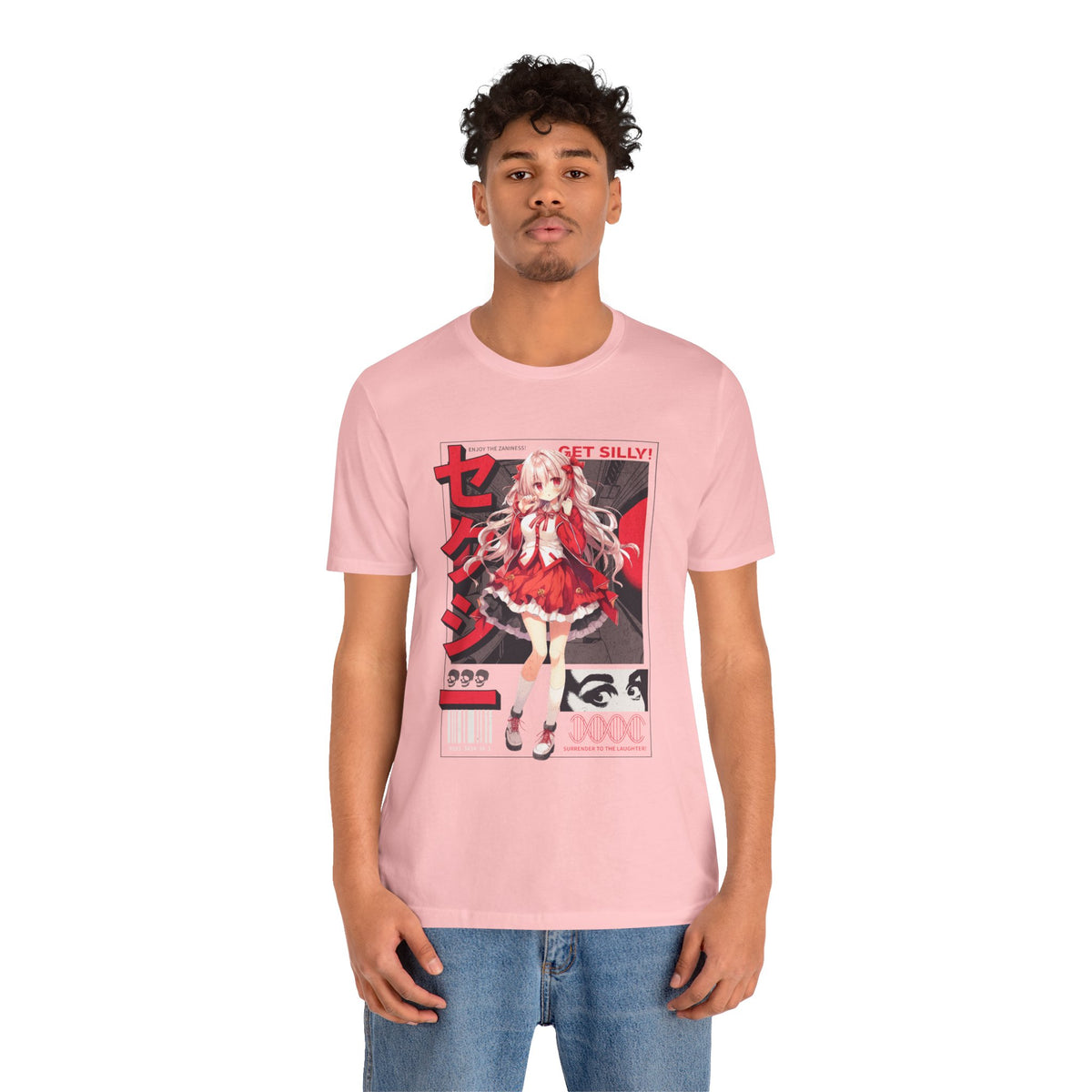 Anime Girl Graphic Tee — "Get Silly!" Red Harajuku Style T-Shirt