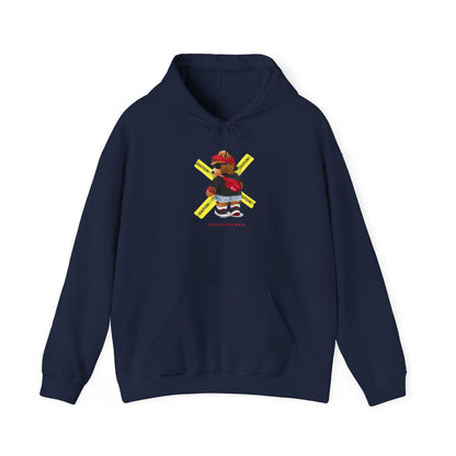 Hockey Bear Graphic Hoodie — 'Never Give Up' Cozy Skate Sweatshirt