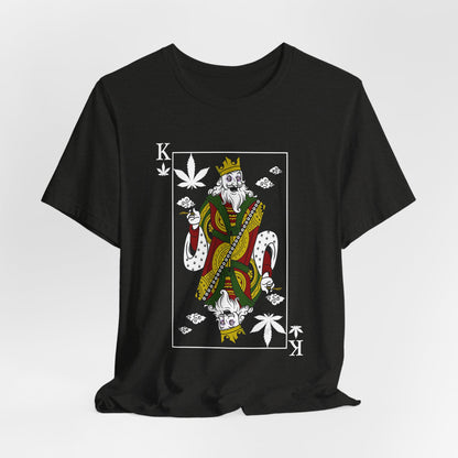 King of Leaves Graphic Tee — Playing Card Cannabis Design