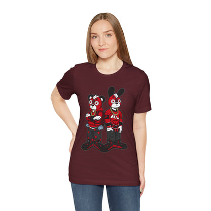 Streetwear Cartoon Bear & Bunny Tee — Hip Hop Graphic T-Shirt