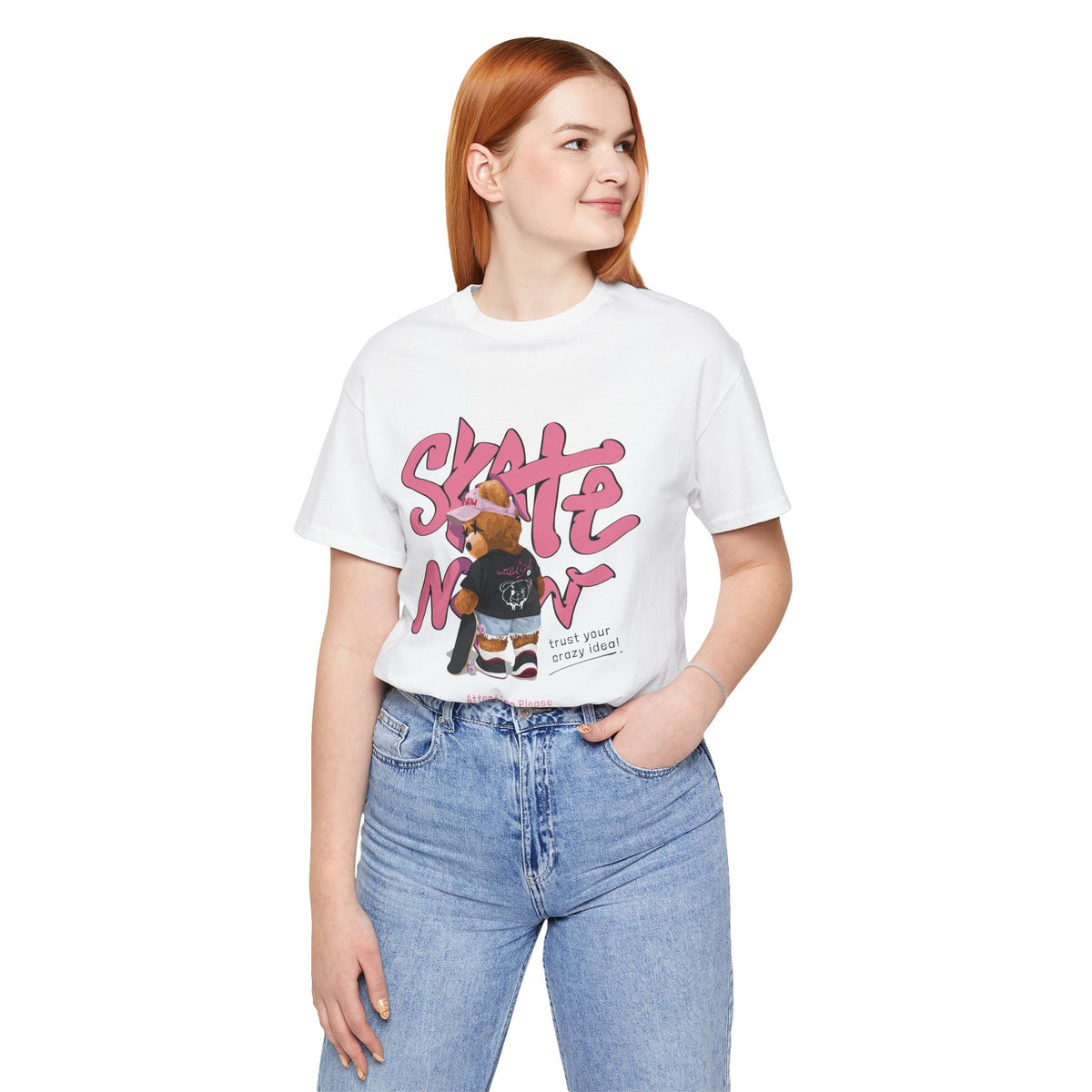 Skate Mom Bear Tee — Cute Pink Skateboard Graphic T-Shirt