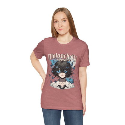 Melancholy Tragedia Anime Tee — Blue Butterflies Graphic T-Shirt