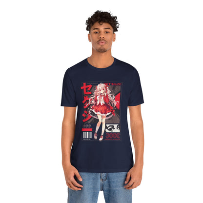 Anime Girl Graphic Tee — "Get Silly!" Red Harajuku Style T-Shirt
