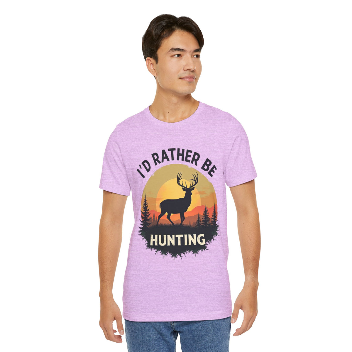 I'd Rather Be Hunting T‑Shirt — Deer Sunset Outdoor Hunting Tee