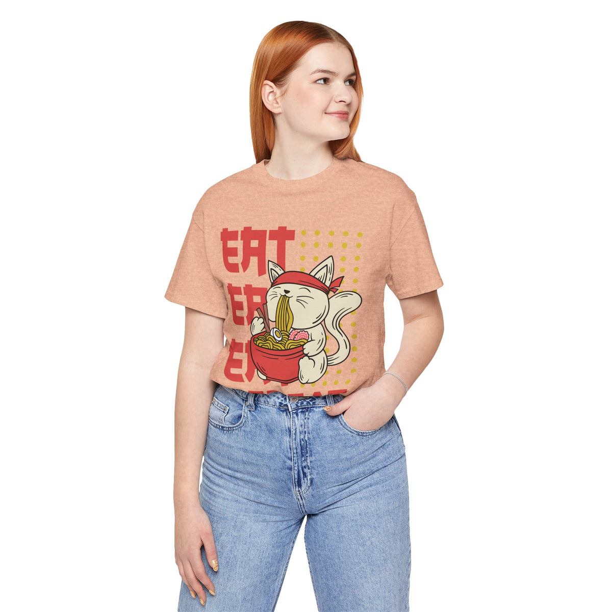 Ramen Cat Tee — "Eat Sleep Repeat" Cute Noodle Lover T-Shirt