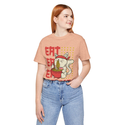 Ramen Cat Tee — "Eat Sleep Repeat" Cute Noodle Lover T-Shirt