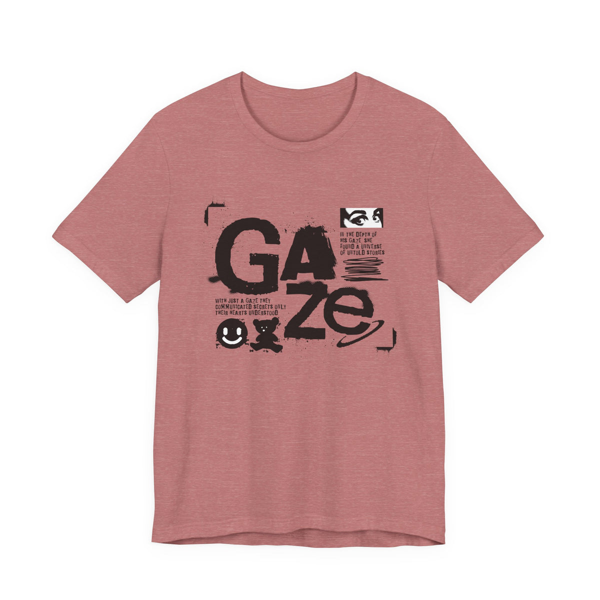 Gaze Typography Graphic Tee — Abstract Monochrome Text Art T-Shirt