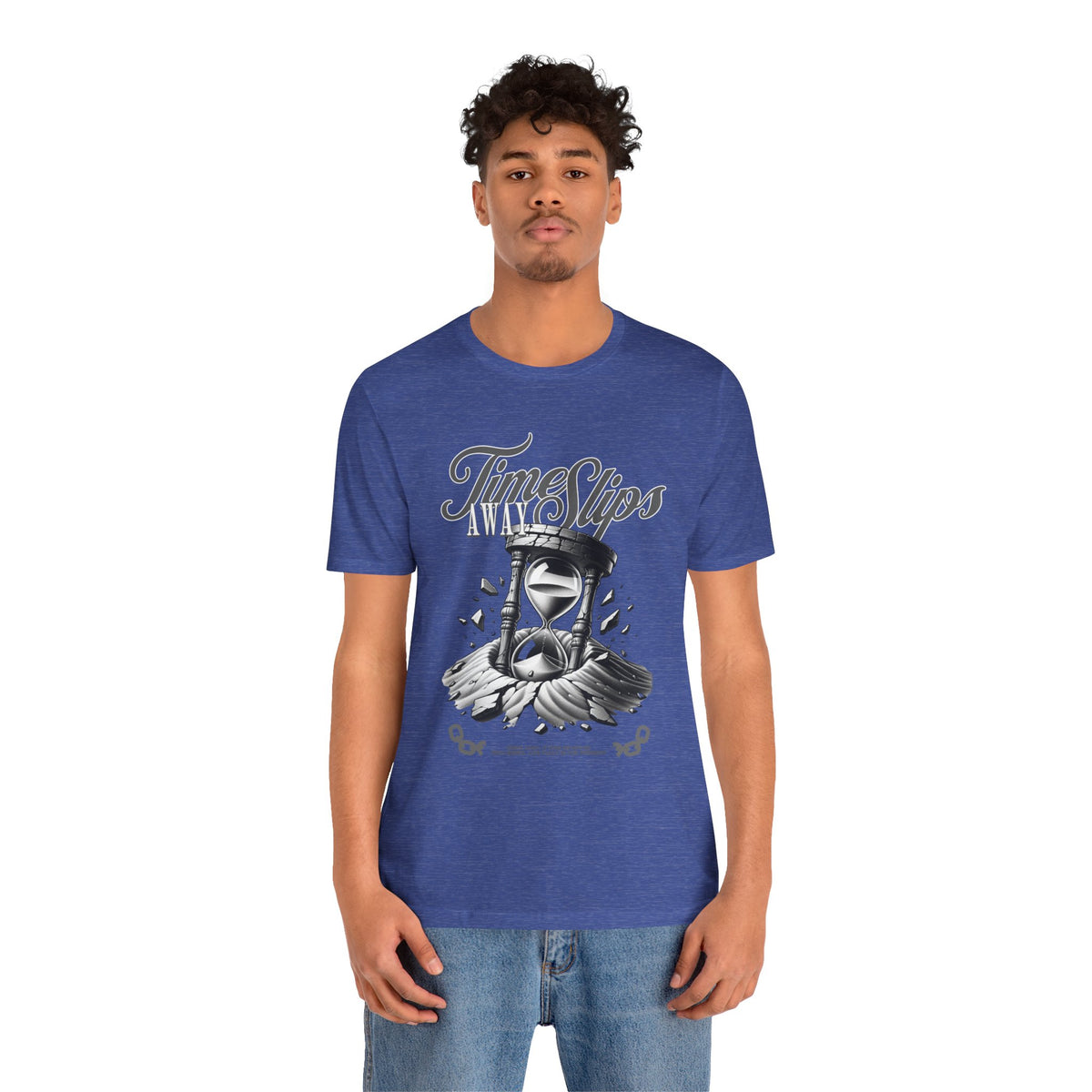 Time Slips Hourglass T‑Shirt — Vintage Black & White Graphic Tee