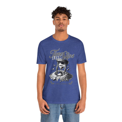 Time Slips Hourglass T‑Shirt — Vintage Black & White Graphic Tee