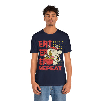 Ramen Cat Tee — "Eat Sleep Repeat" Cute Noodle Lover T-Shirt