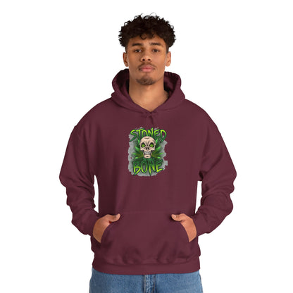 Skull 'Stoned Bone' Hoodie – Green Cannabis Skull Graphic Pullover