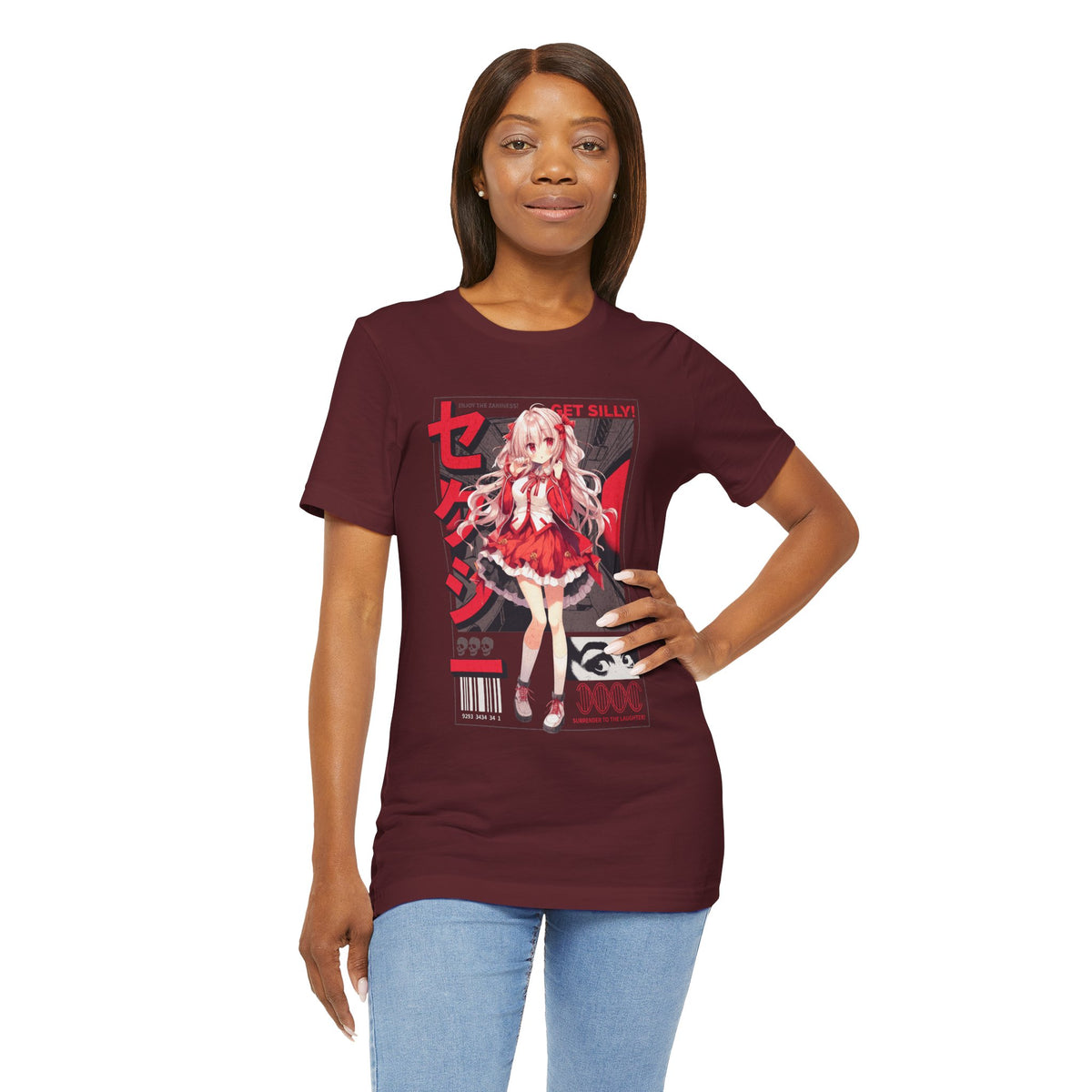 Anime Girl Graphic Tee — "Get Silly!" Red Harajuku Style T-Shirt