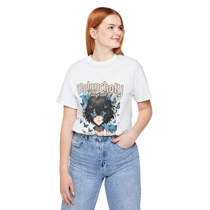 Melancholy Tragedia Anime Tee — Blue Butterflies Graphic T-Shirt