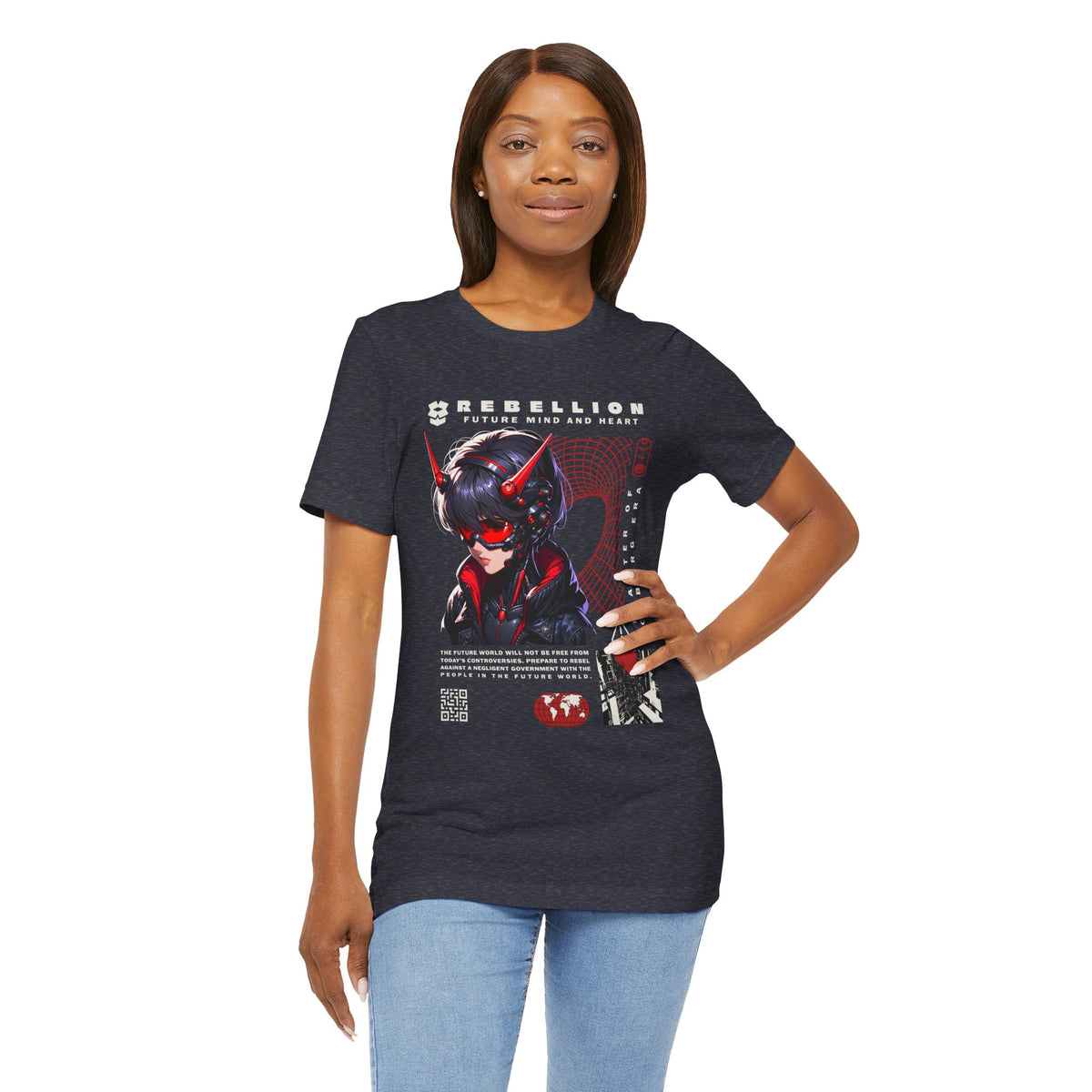 Anime Devil Girl Graphic Tee — "Rebellion" Cyberpunk Streetwear