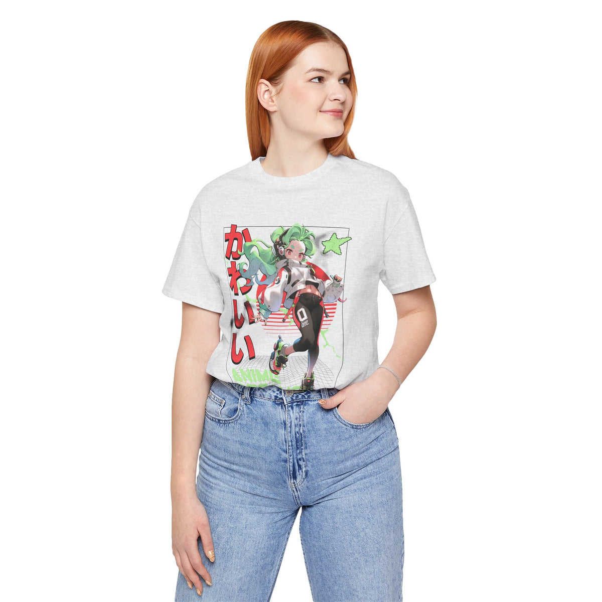 Anime Dreams Kawaii Tee — Neon Retro Anime Girl Graphic T-Shirt