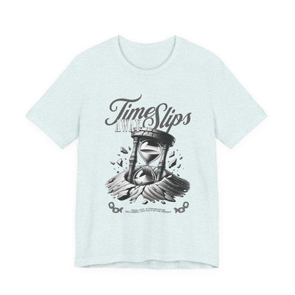 Time Slips Hourglass T‑Shirt — Vintage Black & White Graphic Tee
