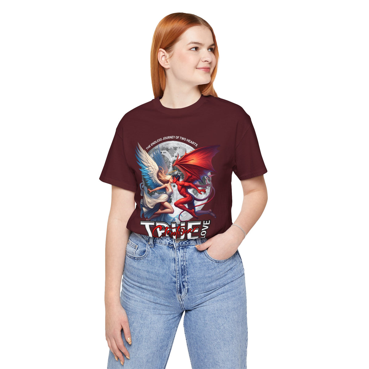 True Love Tee — Angel & Devil Heart Graphic T-Shirt