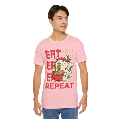 Ramen Cat Tee — "Eat Sleep Repeat" Cute Noodle Lover T-Shirt