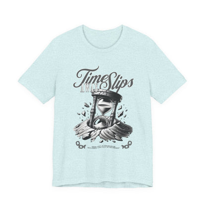 Time Slips Hourglass T‑Shirt — Vintage Black & White Graphic Tee