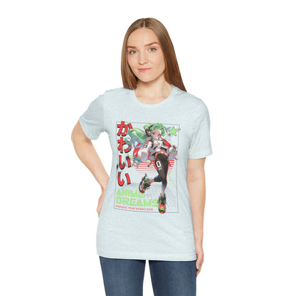 Anime Dreams Kawaii Tee — Neon Retro Anime Girl Graphic T-Shirt
