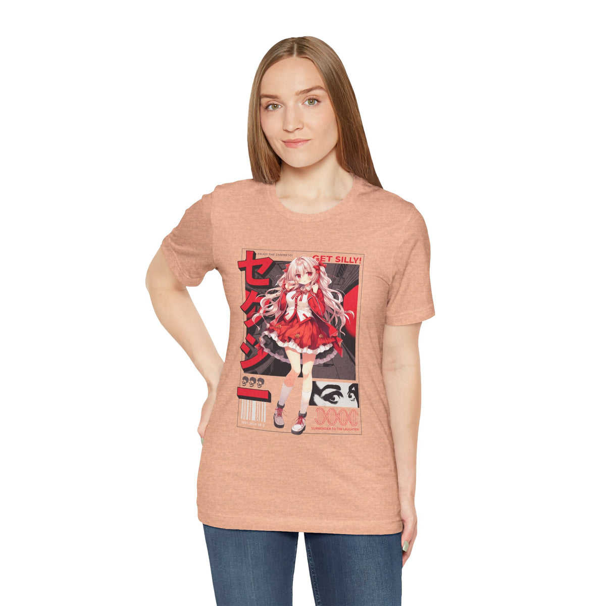 Anime Girl Graphic Tee — "Get Silly!" Red Harajuku Style T-Shirt